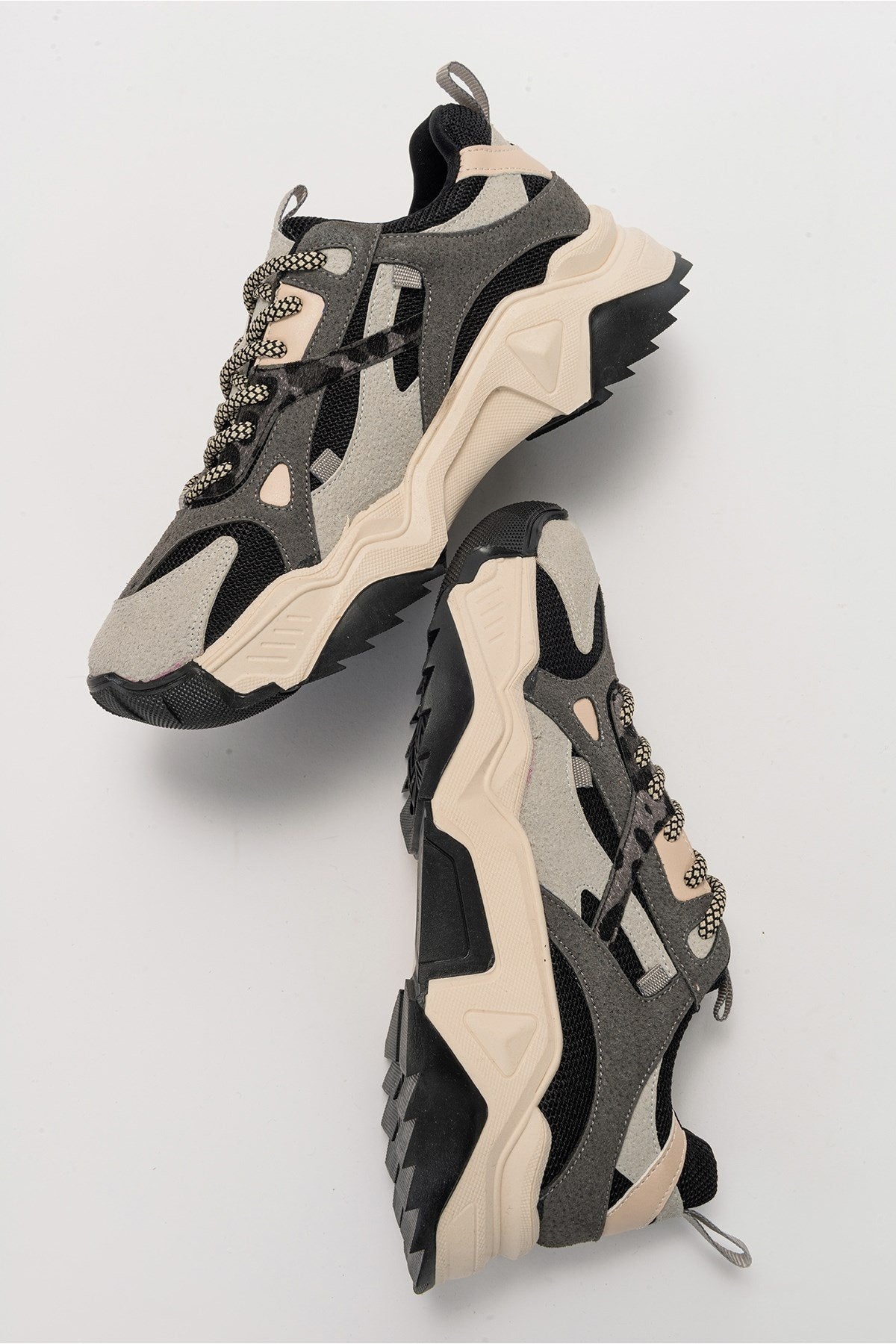 Loretta - Black Gray Platform Sneakers by Prologue Shoes - Bare Fashion