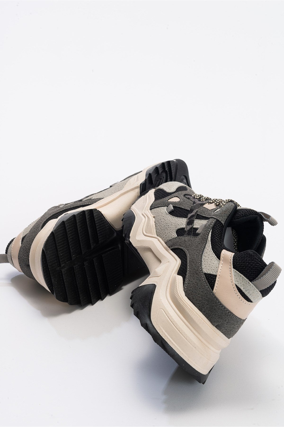 Loretta - Black Gray Platform Sneakers by Prologue Shoes - Bare Fashion