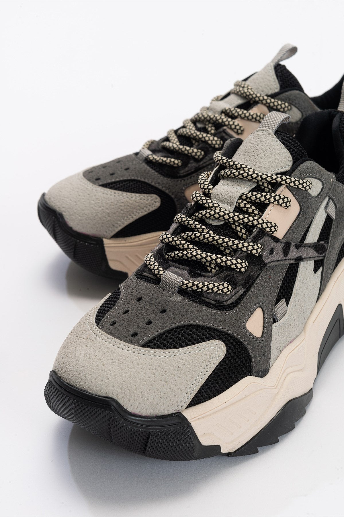 Loretta - Black Gray Platform Sneakers by Prologue Shoes - Bare Fashion