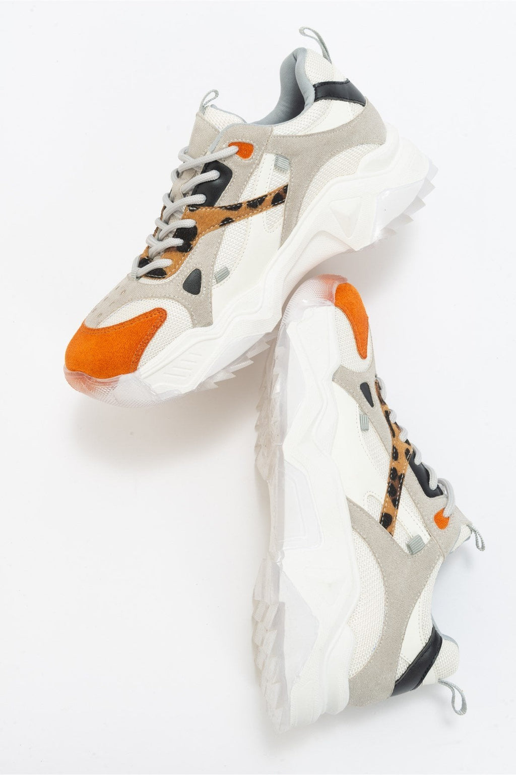 Loretta - White Orange Platform Sneakers by Prologue Shoes - Bare Fashion