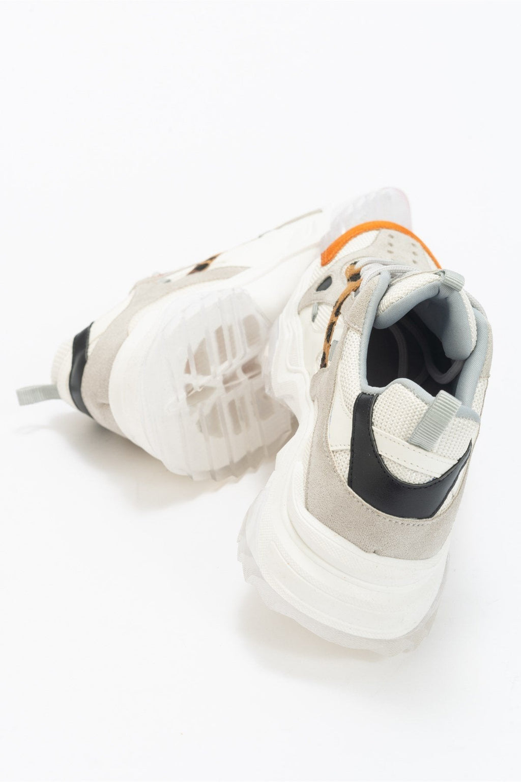Loretta - White Orange Platform Sneakers by Prologue Shoes - Bare Fashion