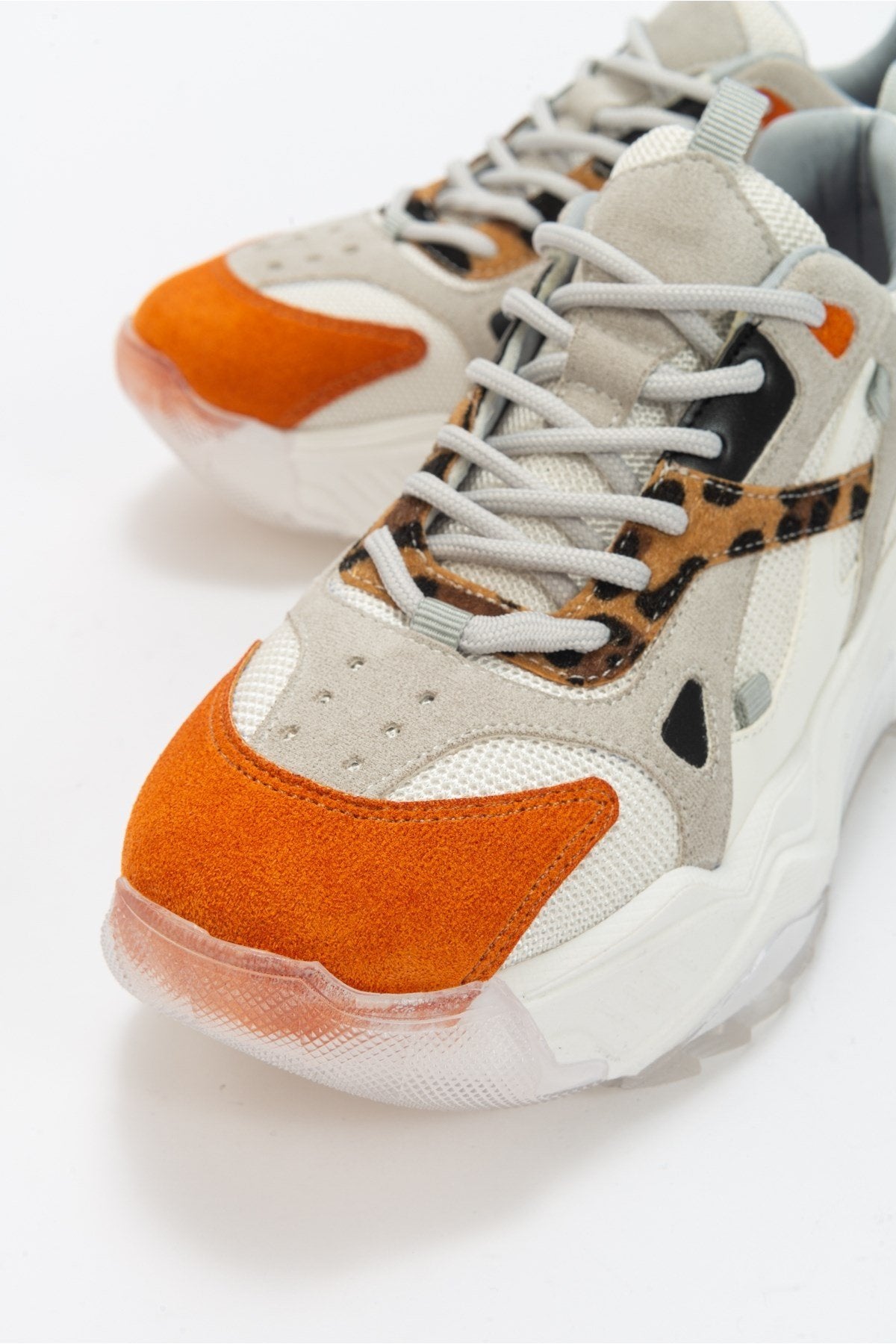 Loretta - White Orange Platform Sneakers by Prologue Shoes - Bare Fashion