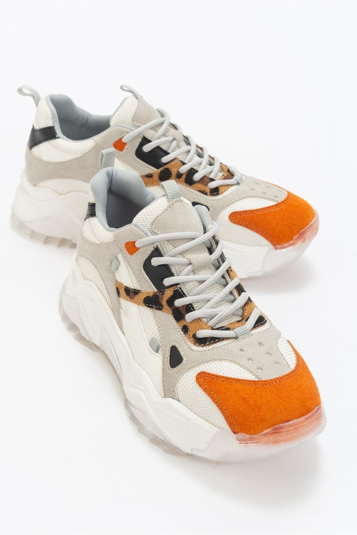 Loretta - White Orange Platform Sneakers by Prologue Shoes - Bare Fashion