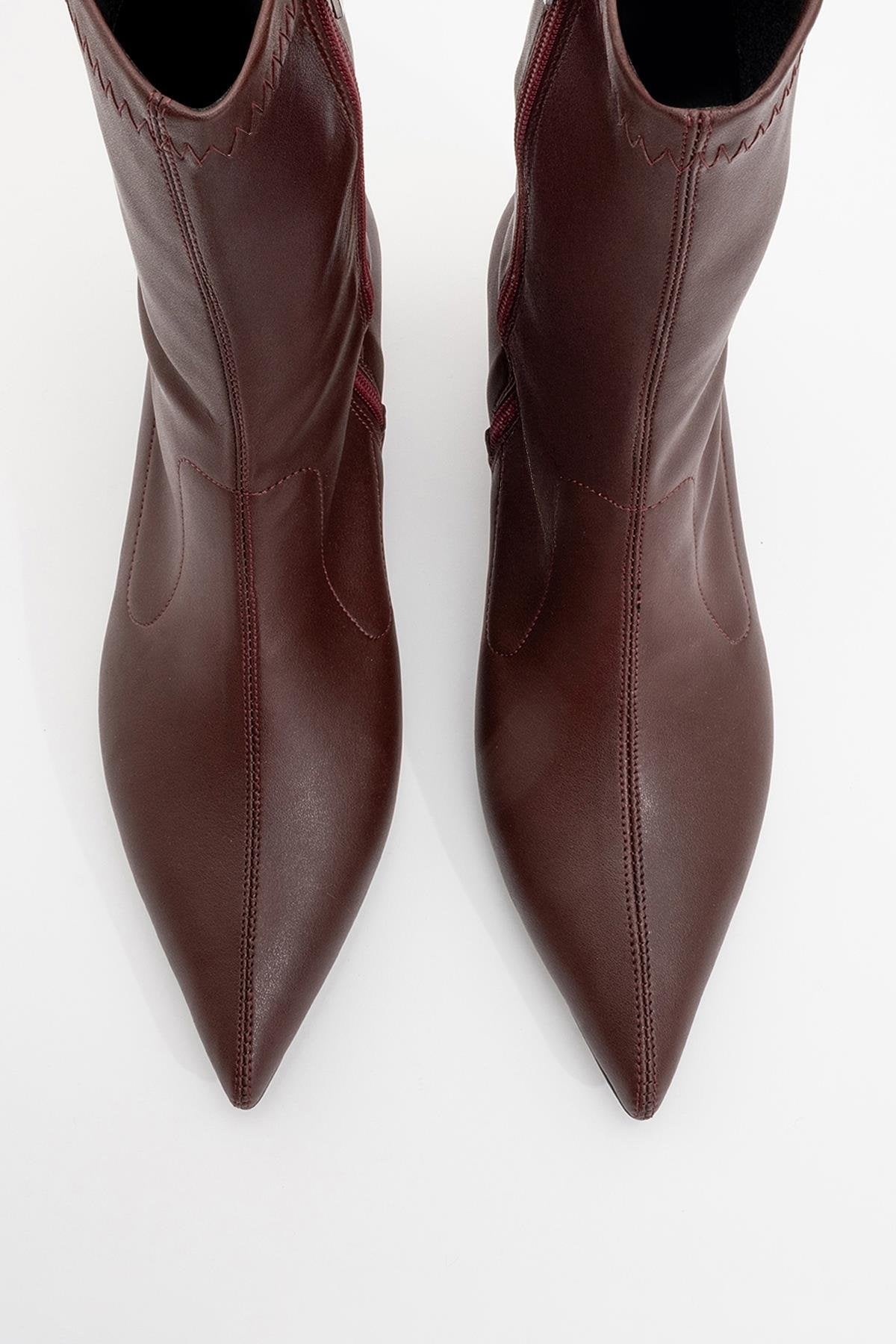 Lewin Burgundy Cilt Pointed Toe Stiletto Boot (Women) by Prologue Shoes - Bare Fashion