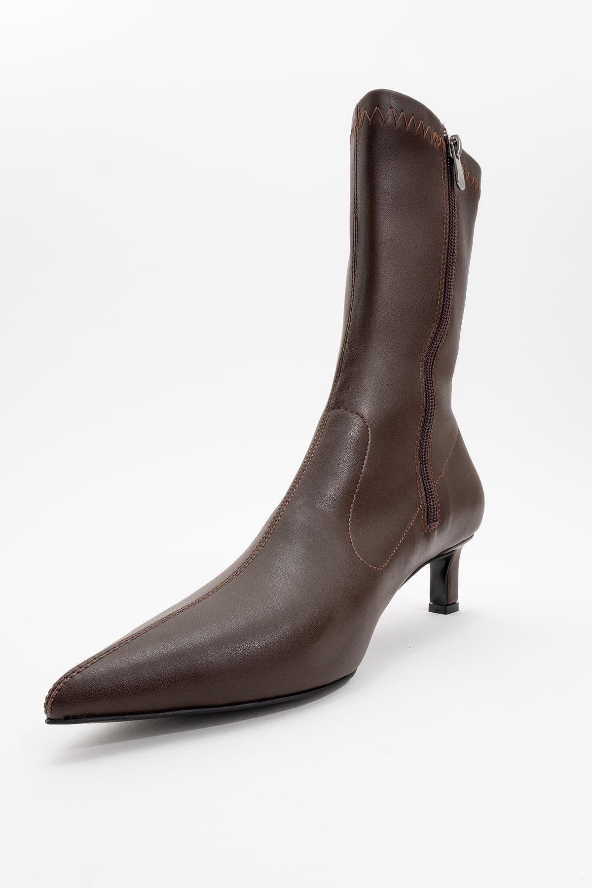 Lewin Brown Cilt Pointed Toe Stiletto Boot (Women) by Prologue Shoes - Bare Fashion