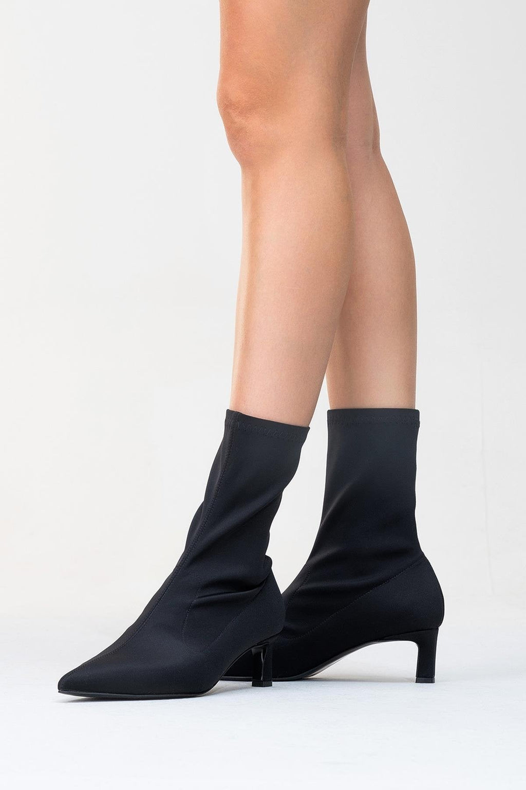 Lewin Black Stretch Pointed Toe Stiletto Boot (Women) by Prologue Shoes - Bare Fashion