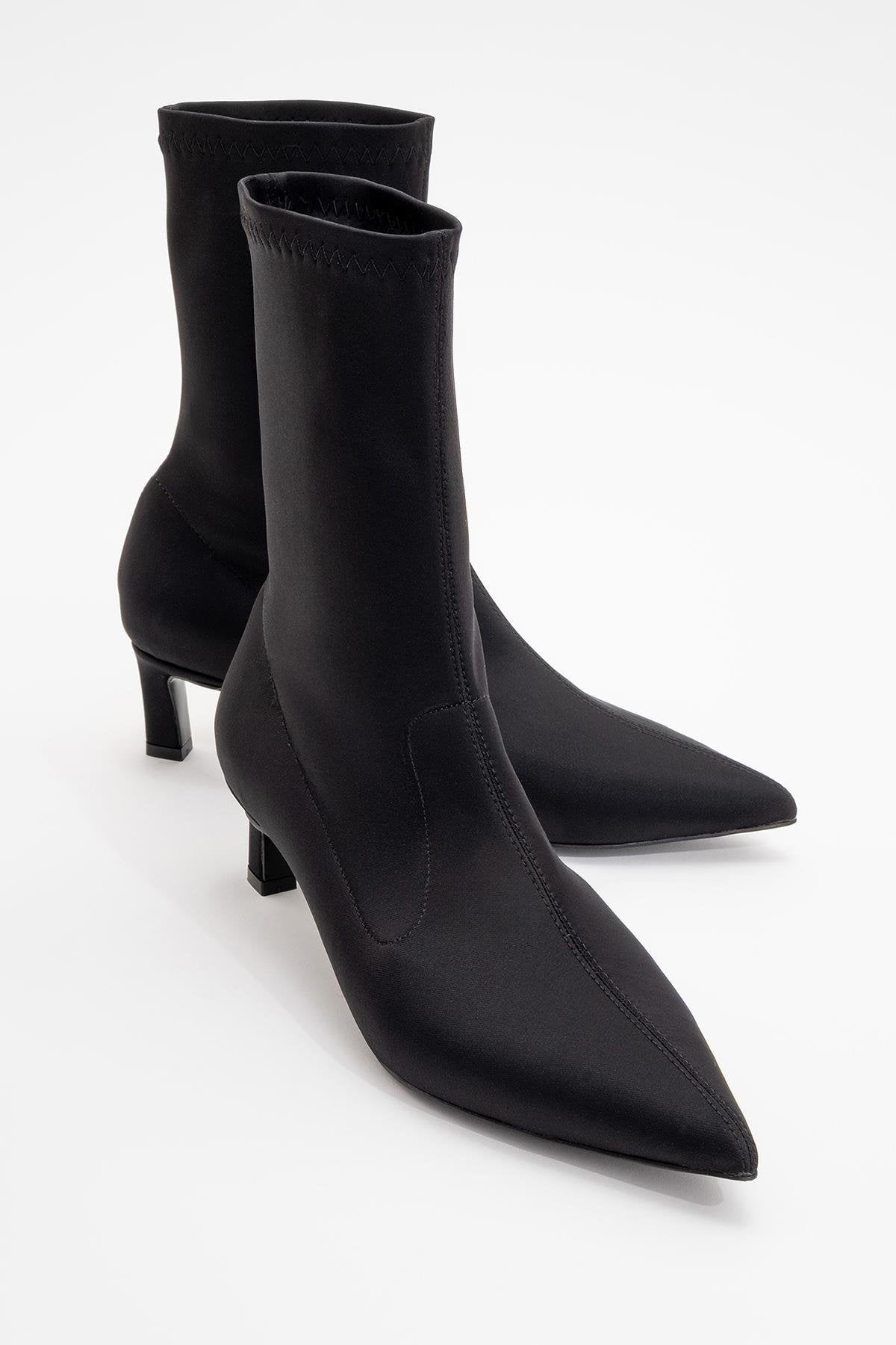 Lewin Black Stretch Pointed Toe Stiletto Boot (Women) by Prologue Shoes - Bare Fashion