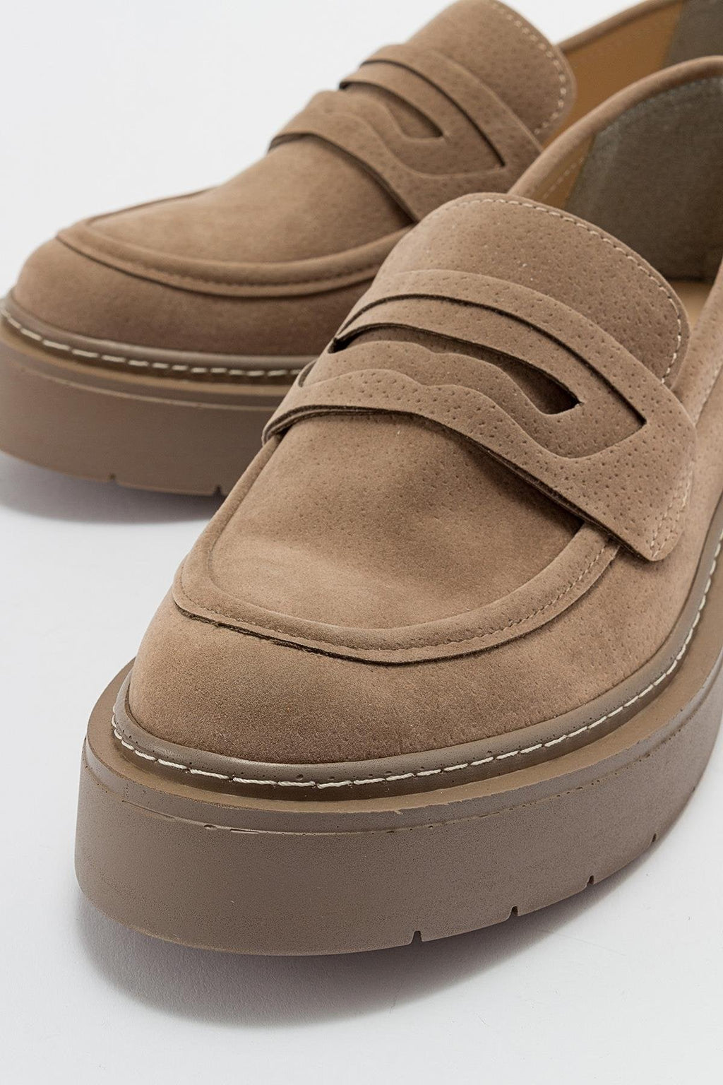 Josie - Beige Suede Loafers by Prologue Shoes - Bare Fashion