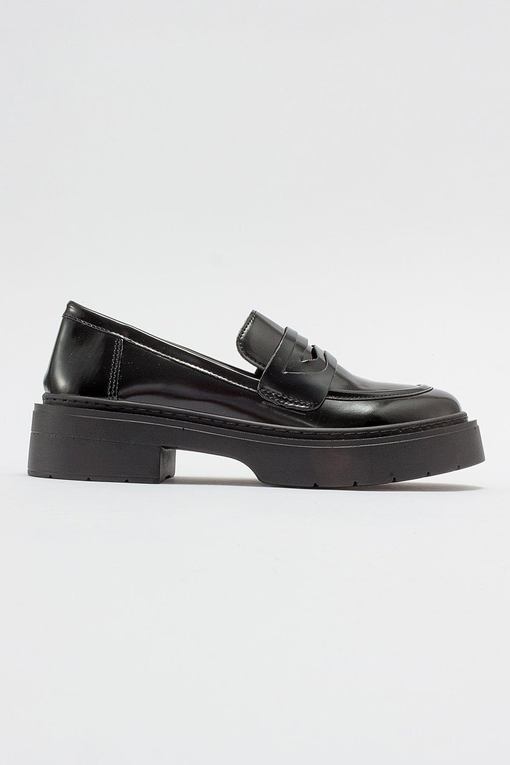 Josie - Black Patent Platform Loafers by Prologue Shoes - Bare Fashion