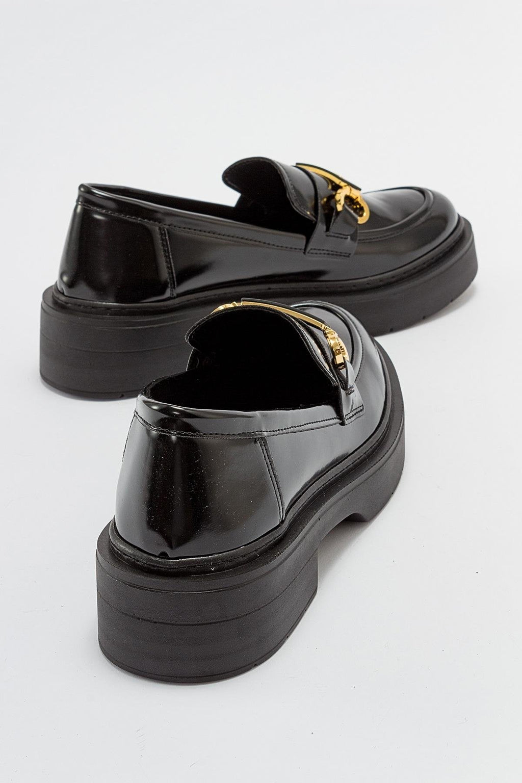 Simone - Black Patent Bit Platform Loafers by Prologue Shoes - Bare Fashion