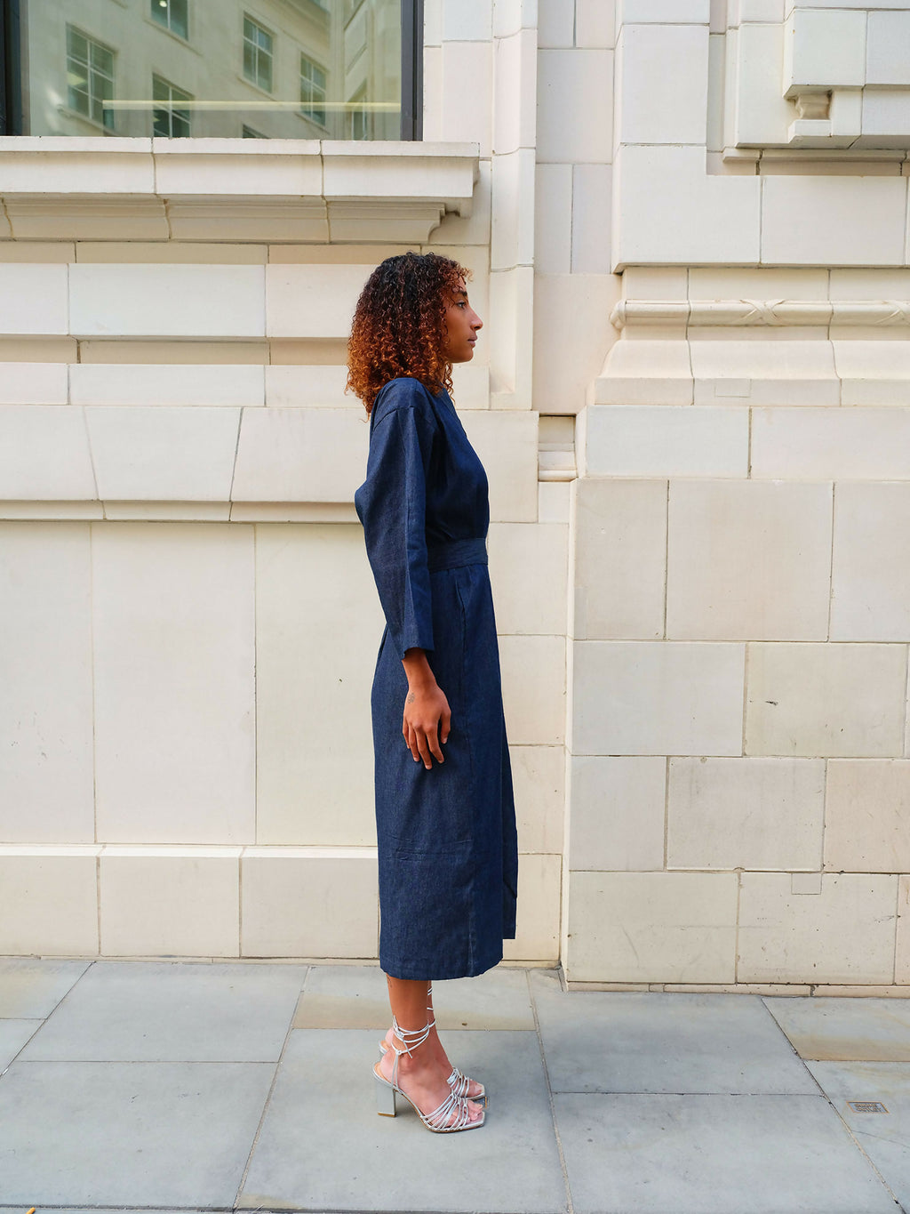 frangipani denim kimono dress by Mariañes - Bare Fashion
