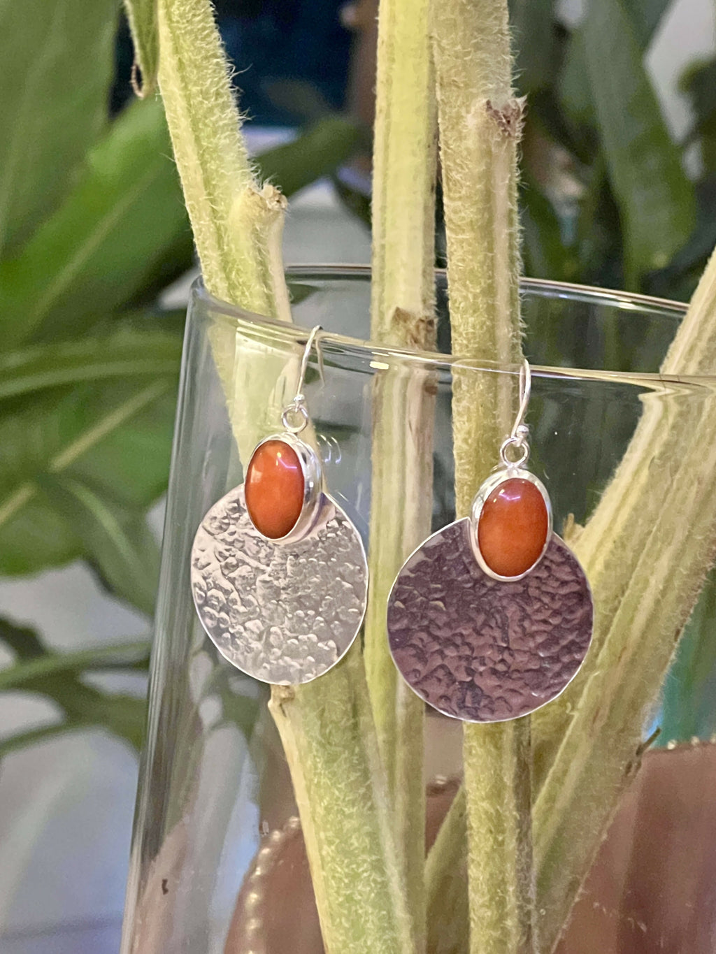 Boho coral & silver earrings by By Glorya - Bare Fashion