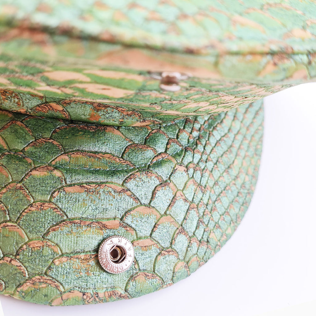 Fabrikk Cork Flat Cap | Green Python Skin | Vegan Leather by FABRIKK - Bare Fashion