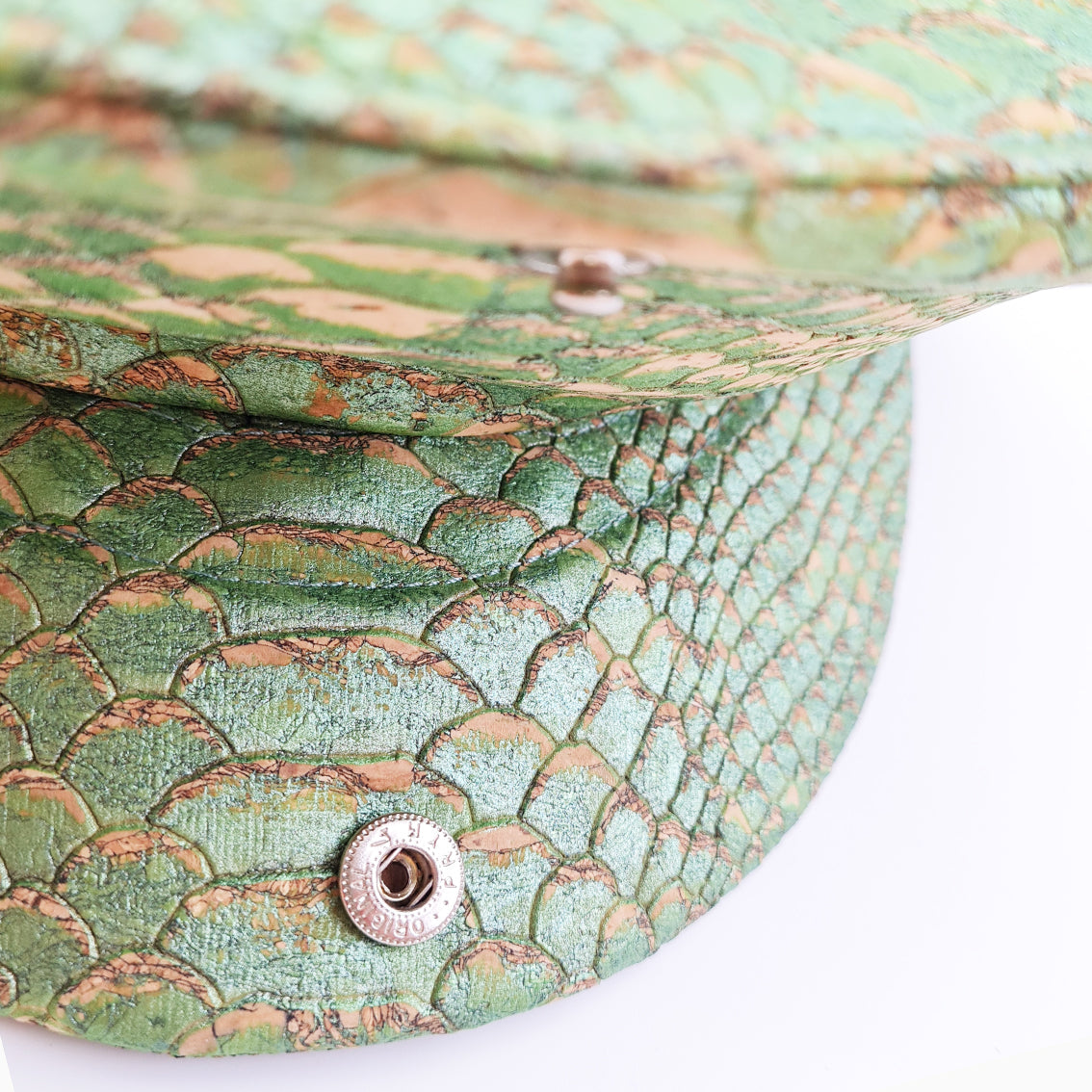 Fabrikk Cork Flat Cap | Green Python Skin | Vegan Leather by FABRIKK - Bare Fashion