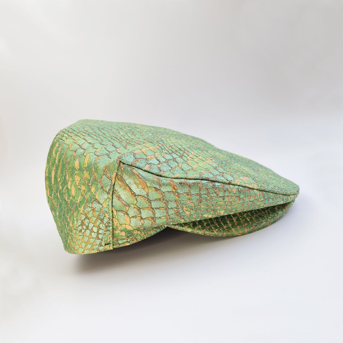 Fabrikk Cork Flat Cap | Green Python Skin | Vegan Leather by FABRIKK - Bare Fashion