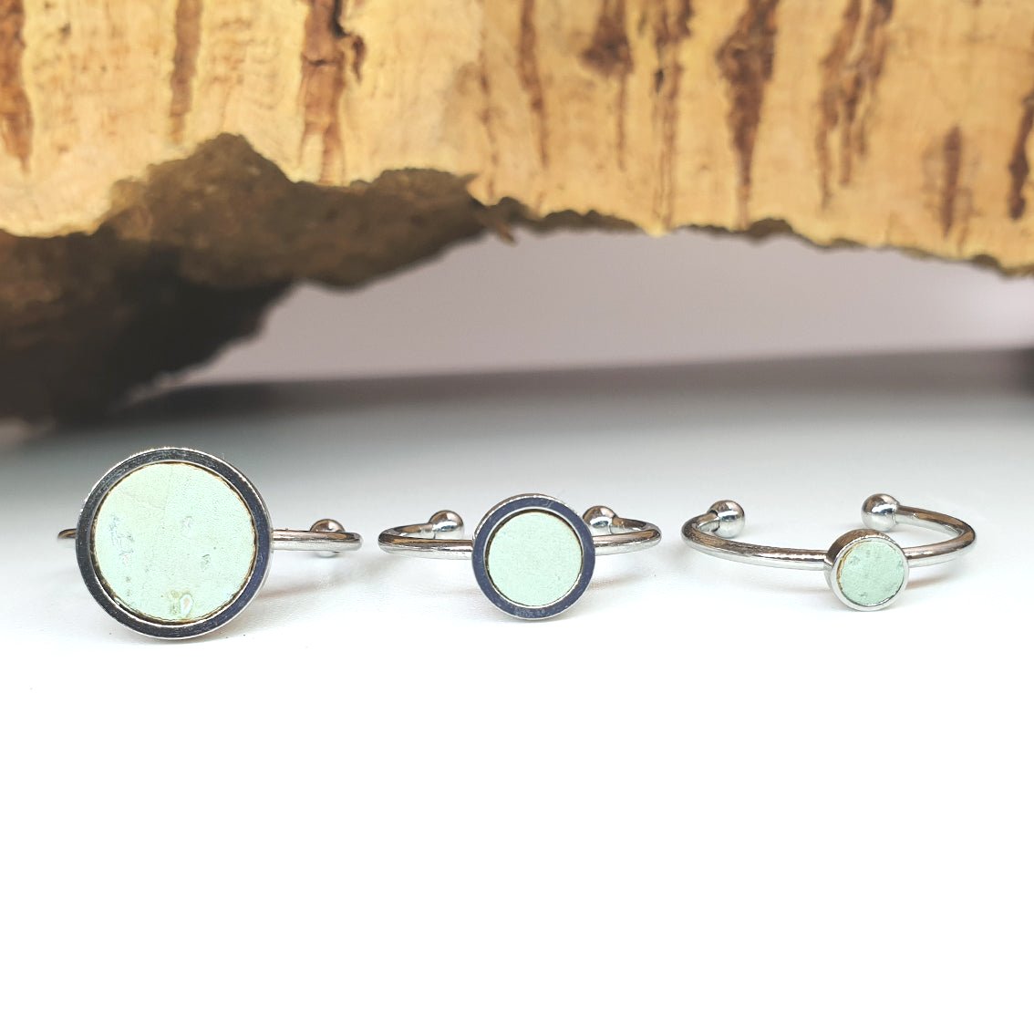 Fabrikk 1 Planet Stacking Ring Set | Small-Medium-Large | Mint Green | Vegan Leather by FABRIKK - Bare Fashion