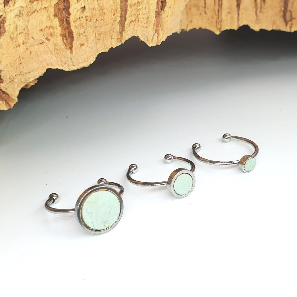 Fabrikk 1 Planet Stacking Ring Set | Small-Medium-Large | Mint Green | Vegan Leather by FABRIKK - Bare Fashion
