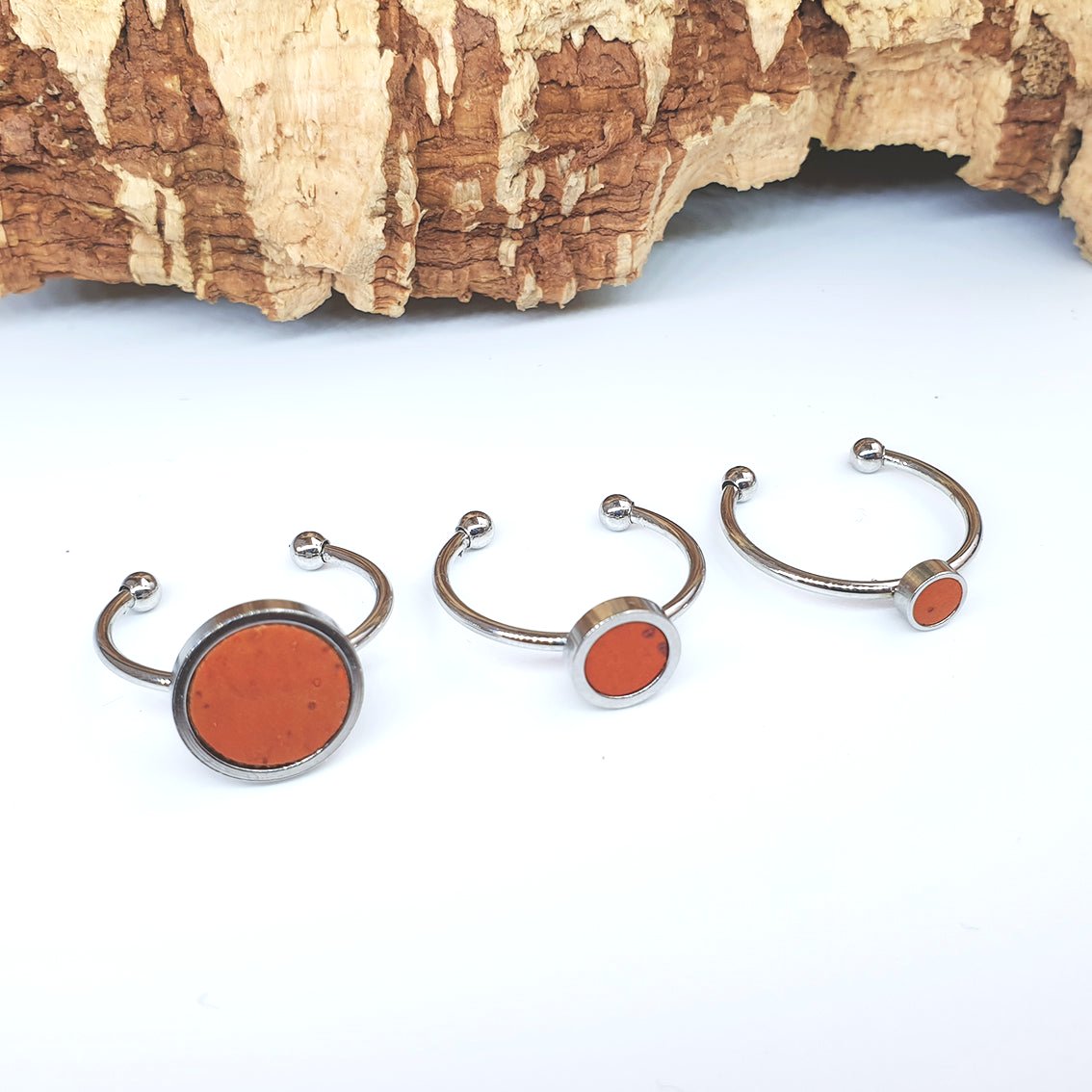 Fabrikk 1 Planet Stacking Ring Set | Small-Medium-Large | Orange | Vegan Leather by FABRIKK - Bare Fashion