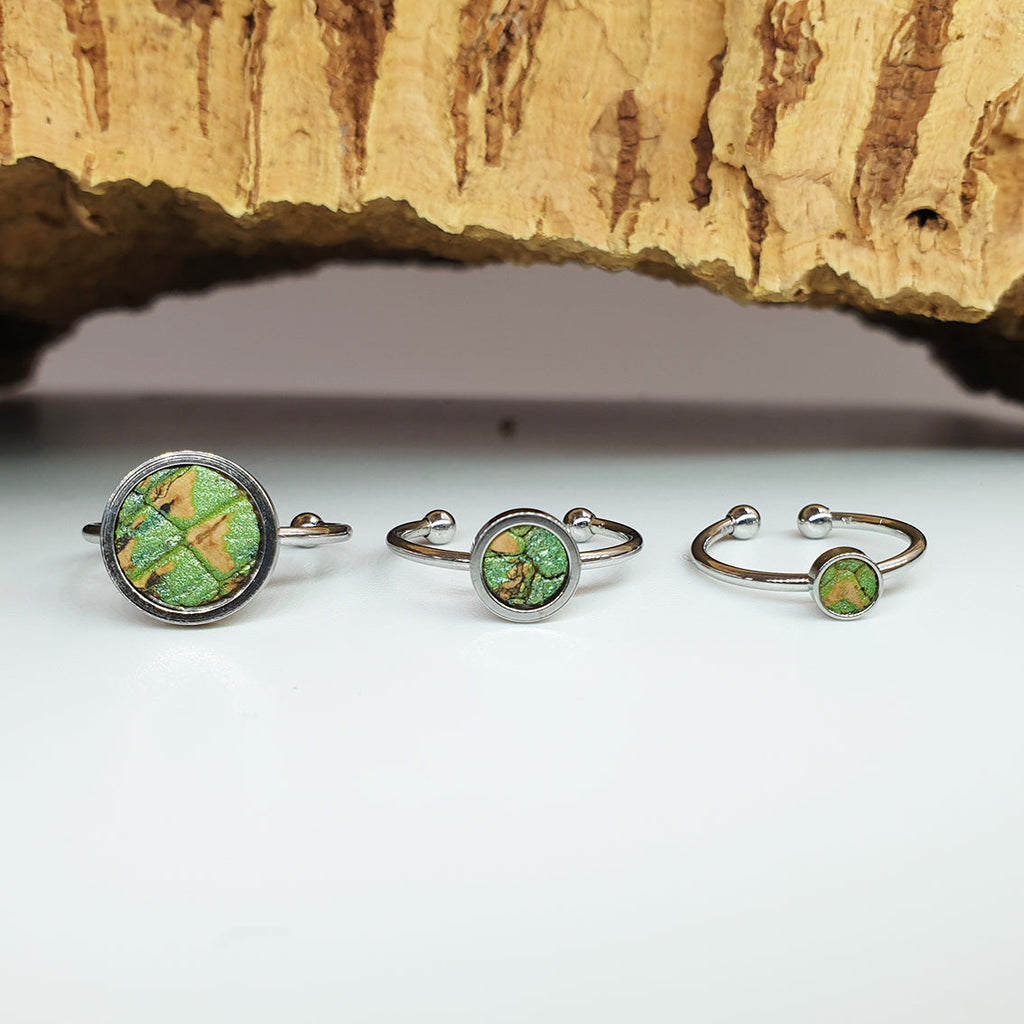 Fabrikk 1 Planet Stacking Ring Set | Small-Medium-Large | Green Python Skin | Vegan Leather by FABRIKK - Bare Fashion