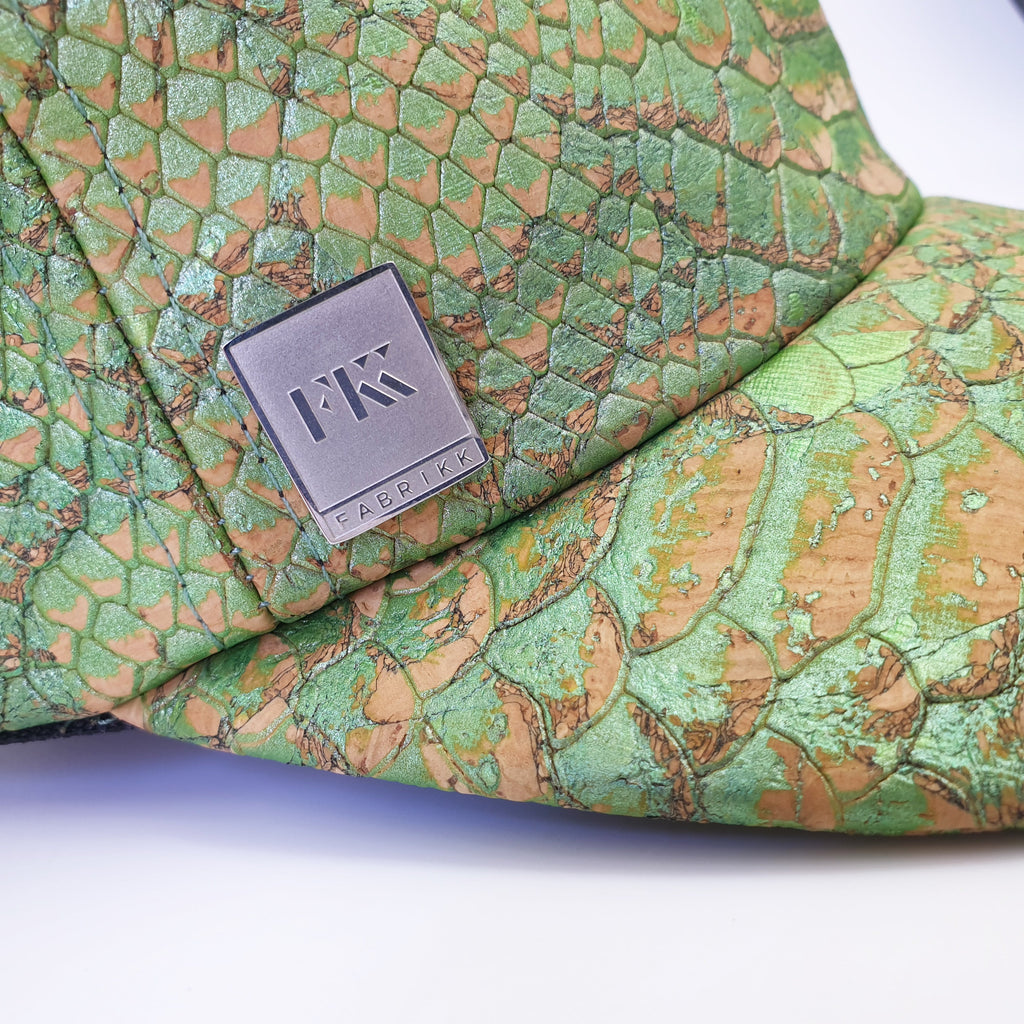 Fabrikk Cork Baseball Cap | Green Python Skin | Vegan Leather by FABRIKK - Bare Fashion