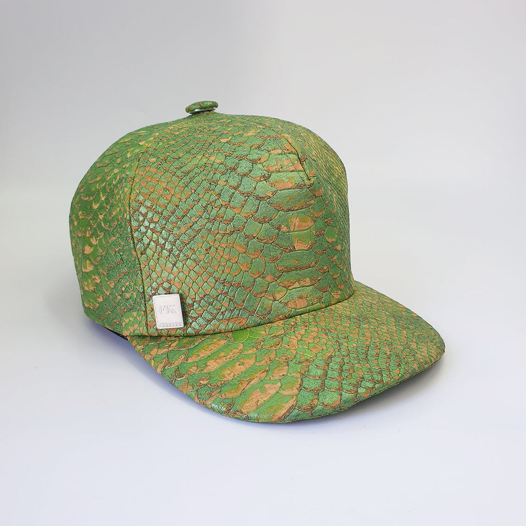 Fabrikk Cork Baseball Cap | Green Python Skin | Vegan Leather by FABRIKK - Bare Fashion