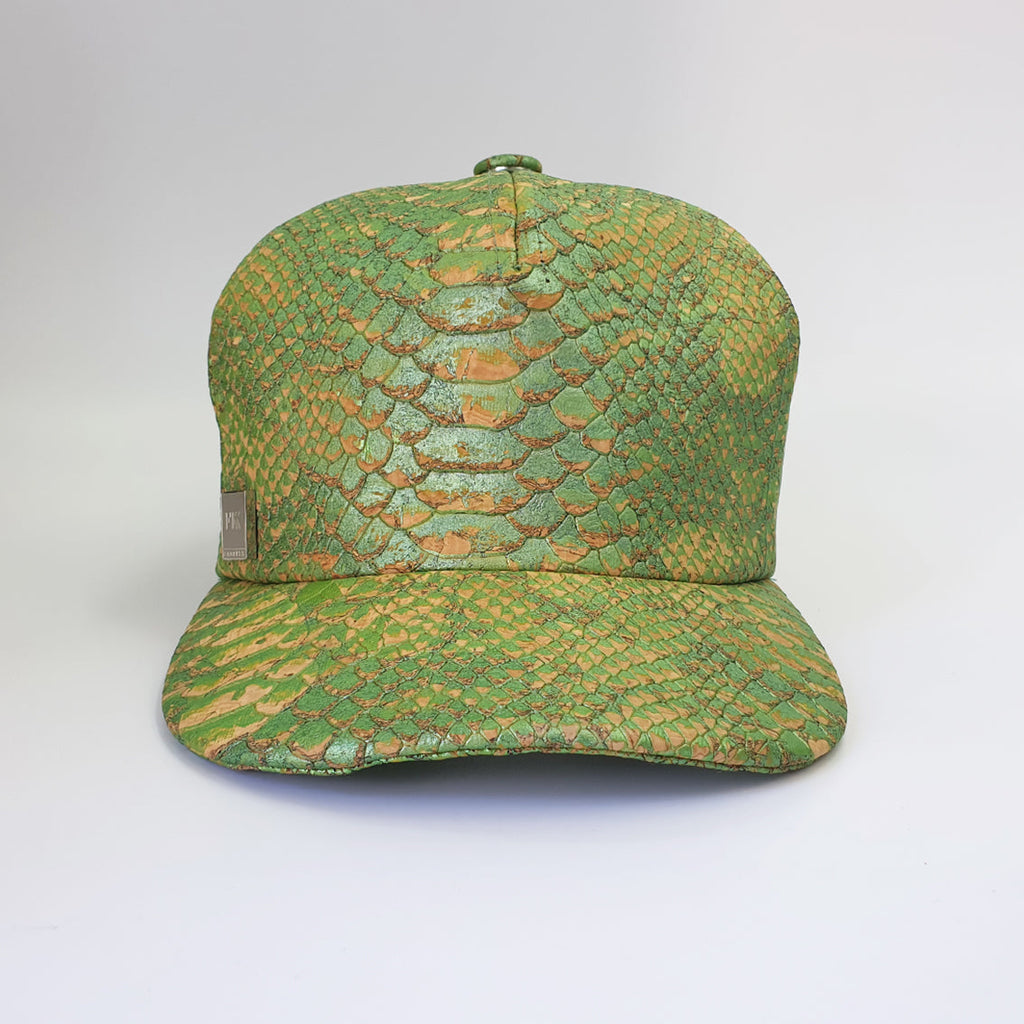 Fabrikk Cork Baseball Cap | Green Python Skin | Vegan Leather by FABRIKK - Bare Fashion