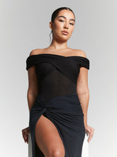 Load image into Gallery viewer, Rhea Black Multiway Ruched Bardot Bodysuit by InFlair - Bare Fashion
