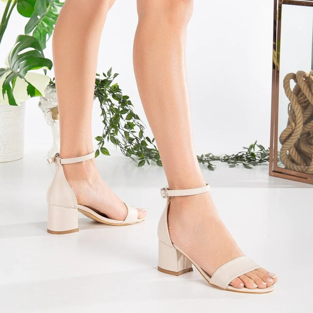 Ella - Champagne Low Heels by Prologue Shoes - Bare Fashion