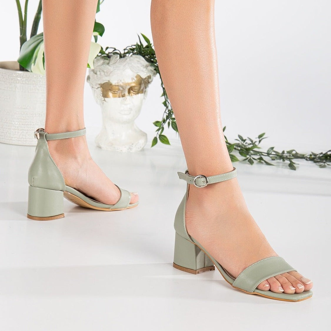 Iva - Sage Green Low Heel by Prologue Shoes - Bare Fashion