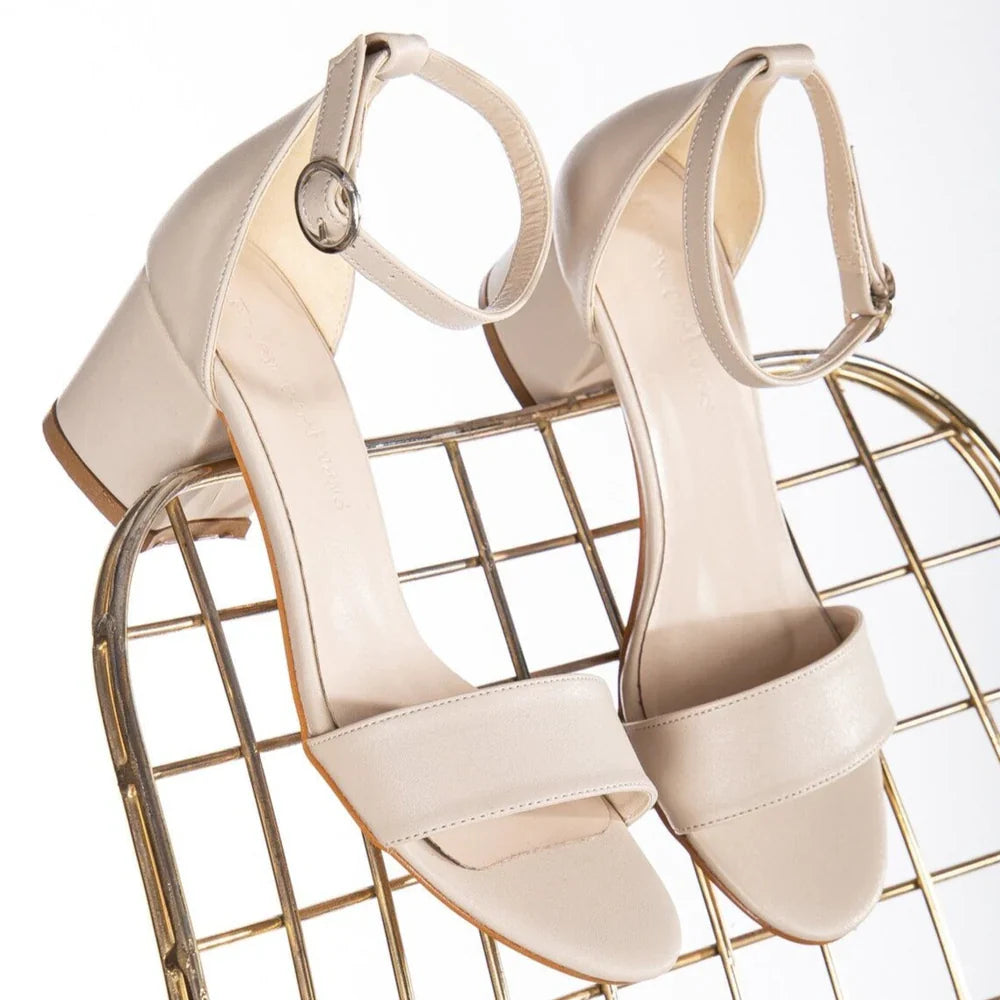 Ella - Champagne Low Heels by Prologue Shoes - Bare Fashion
