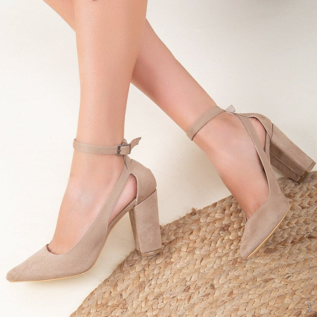 Colette - Beige Suede Heels by Prologue Shoes - Bare Fashion