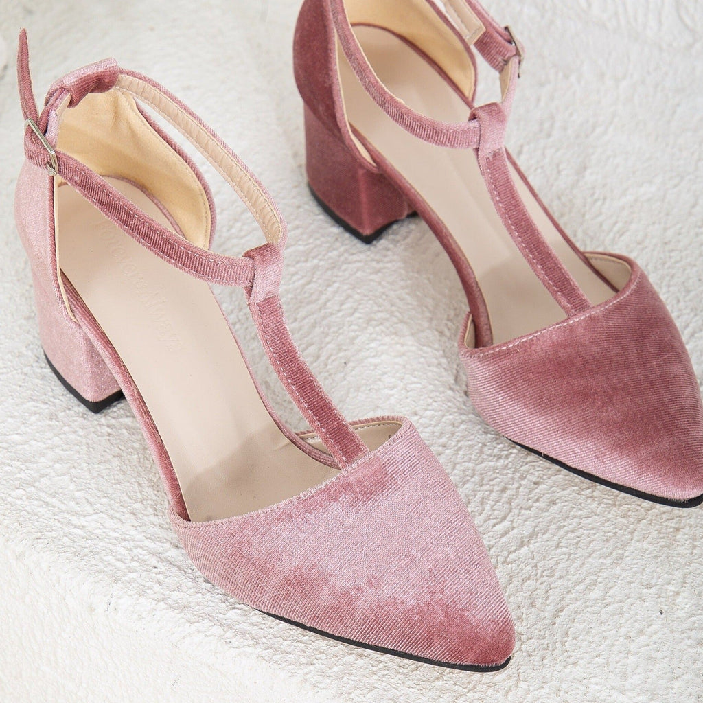 Anicette - Rose Velvet Heels by Prologue Shoes - Bare Fashion