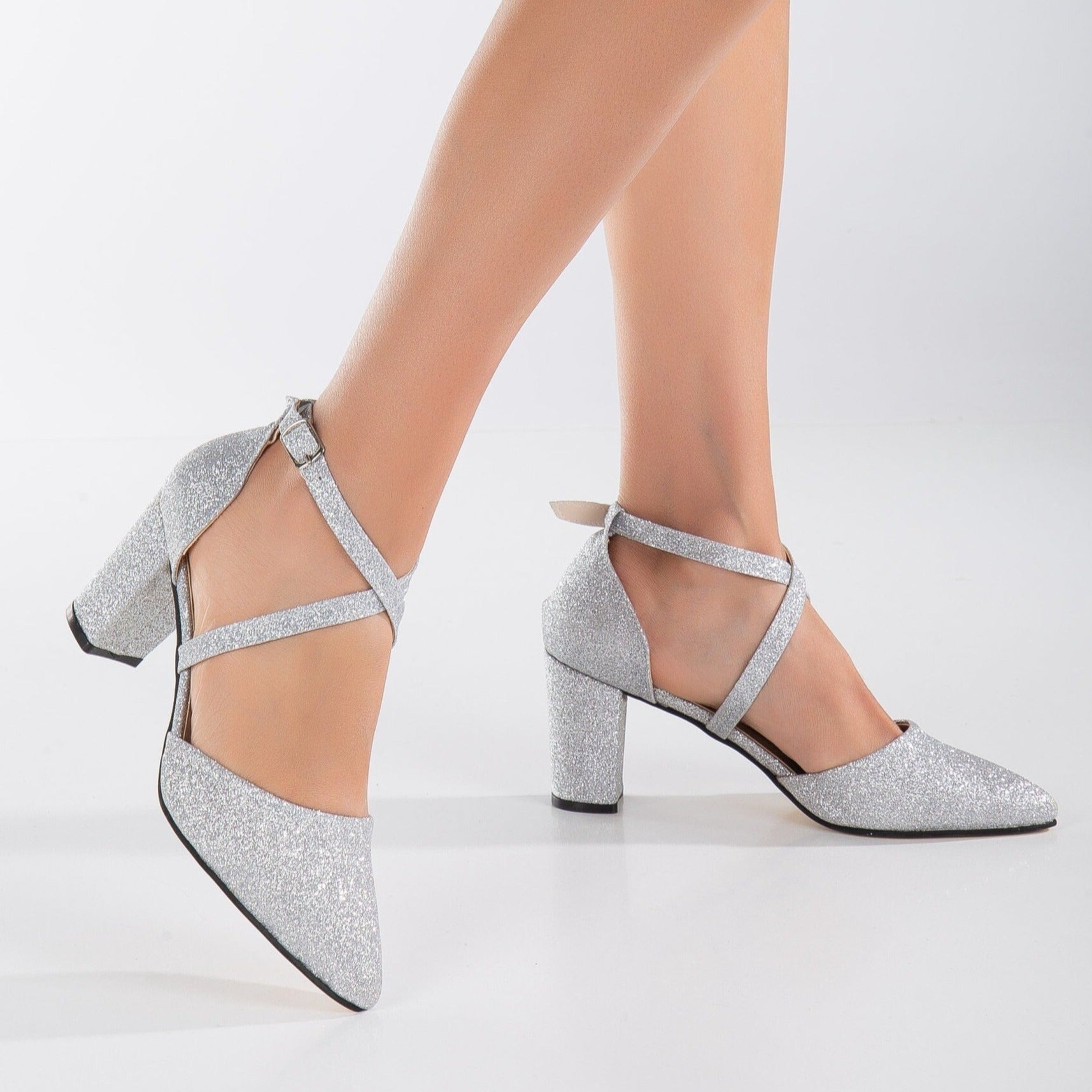 Sina - Silver Glitter Wedding Shoes by Prologue Shoes - Bare Fashion