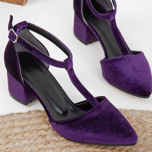 Anicette - Purple Velvet Heels by Prologue Shoes - Bare Fashion