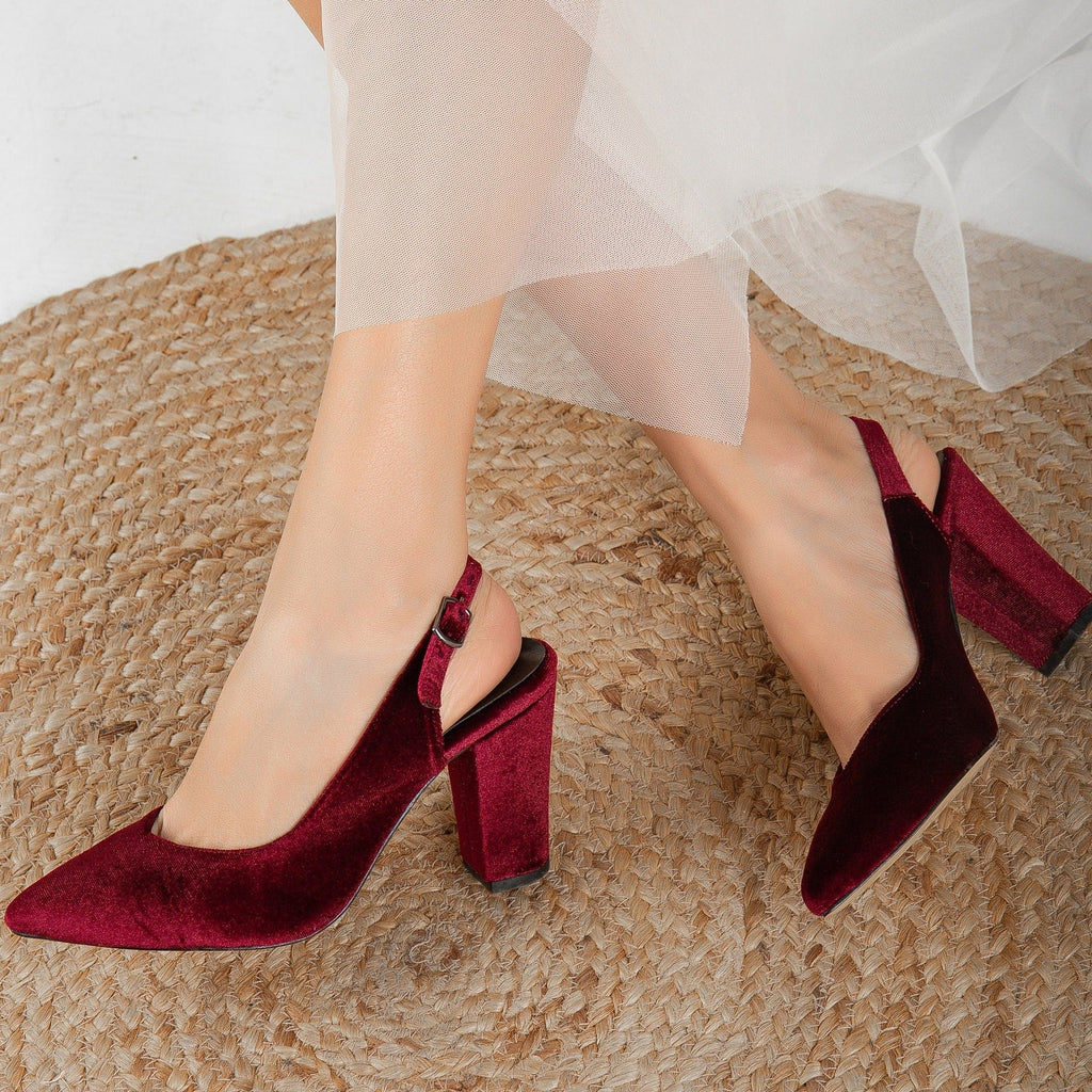 Emma- Burgundy Slingback Shoes by Prologue Shoes - Bare Fashion