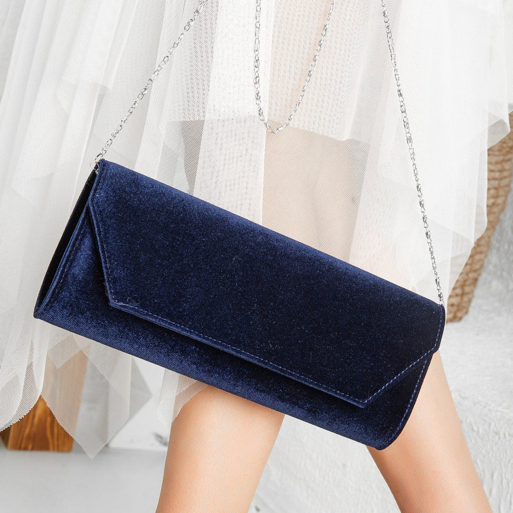 Scarlett - Blue Velvet Clutch by Prologue Shoes - Bare Fashion