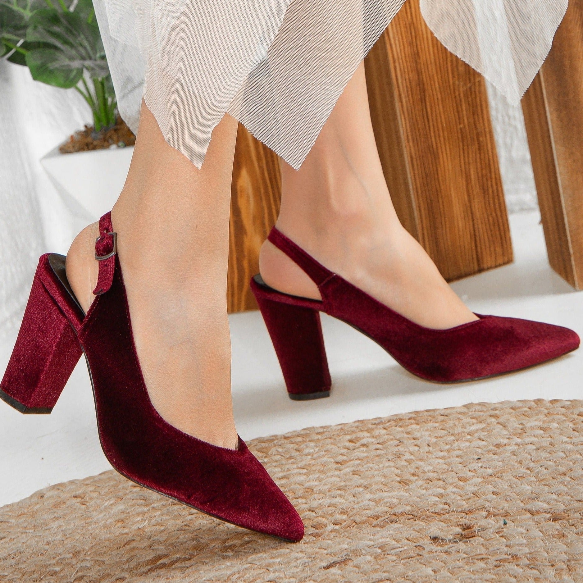 Emma- Burgundy Slingback Shoes by Prologue Shoes - Bare Fashion