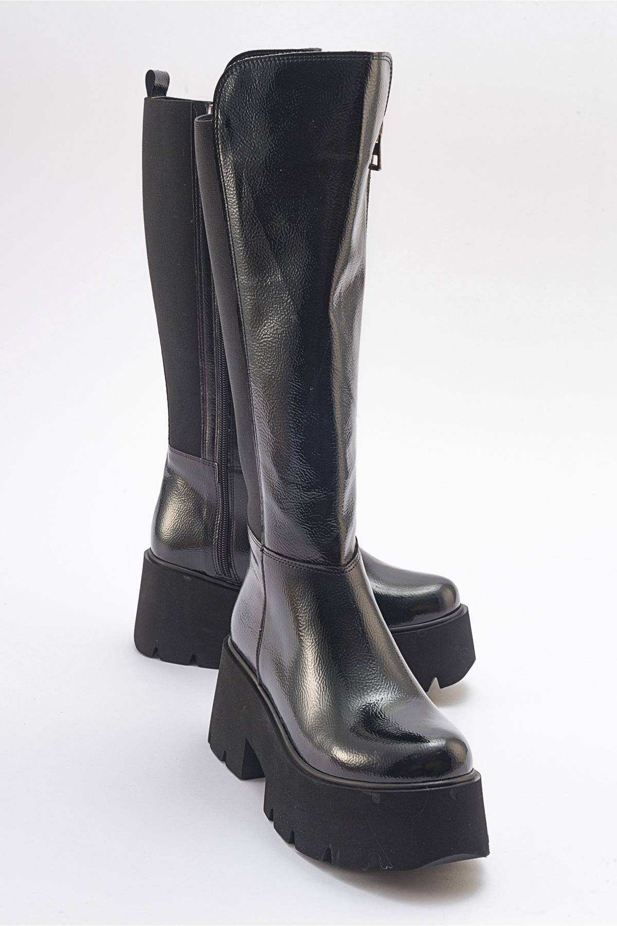 Solo Black Patent Platform Boot (Women) by Prologue Shoes - Bare Fashion