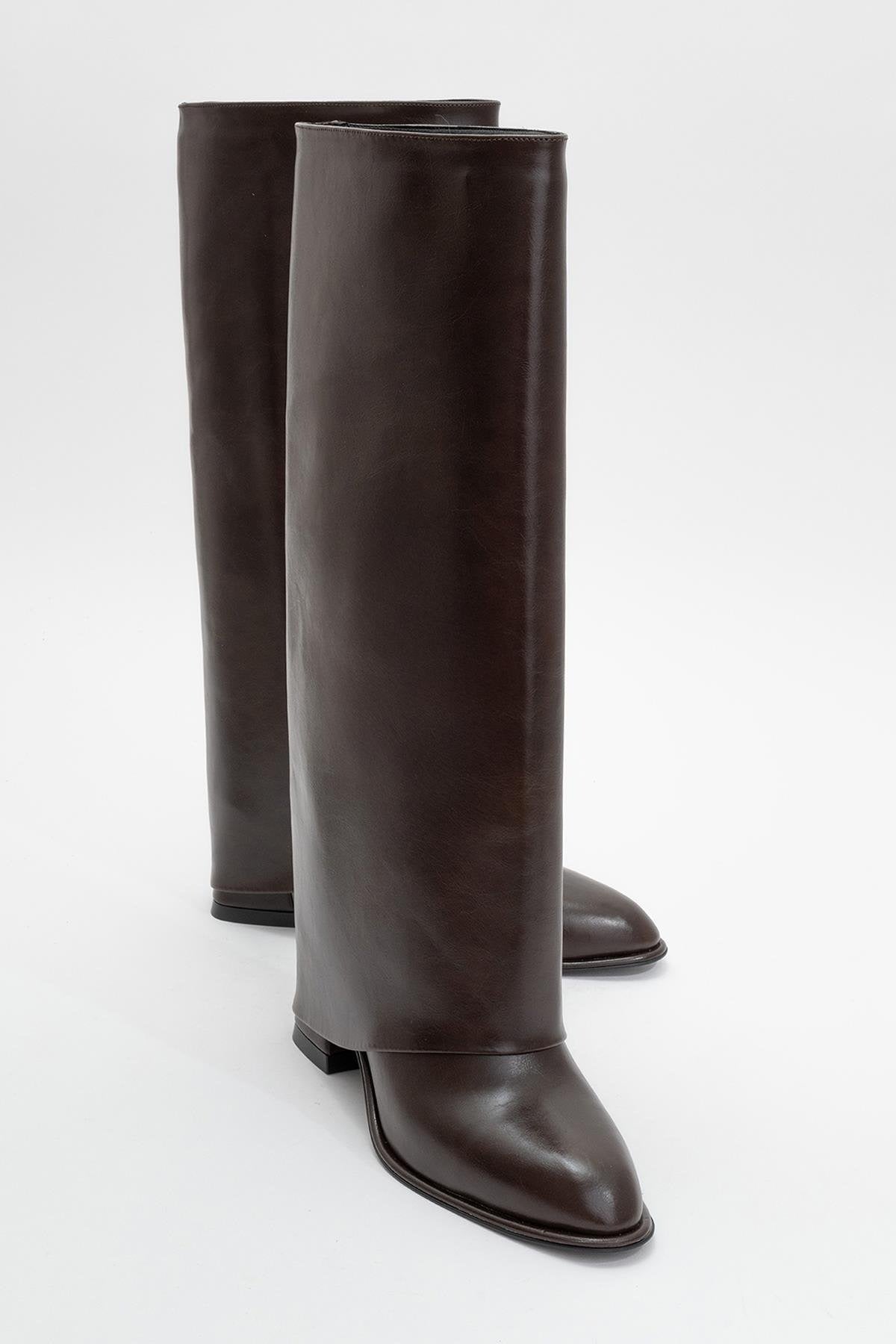 Maybe Brown Chunky Heel Boot (Women) by Prologue Shoes - Bare Fashion