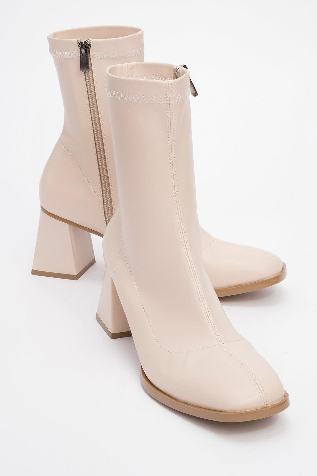 Plesa Beige Chunky Heel Boot (Women) by Prologue Shoes - Bare Fashion