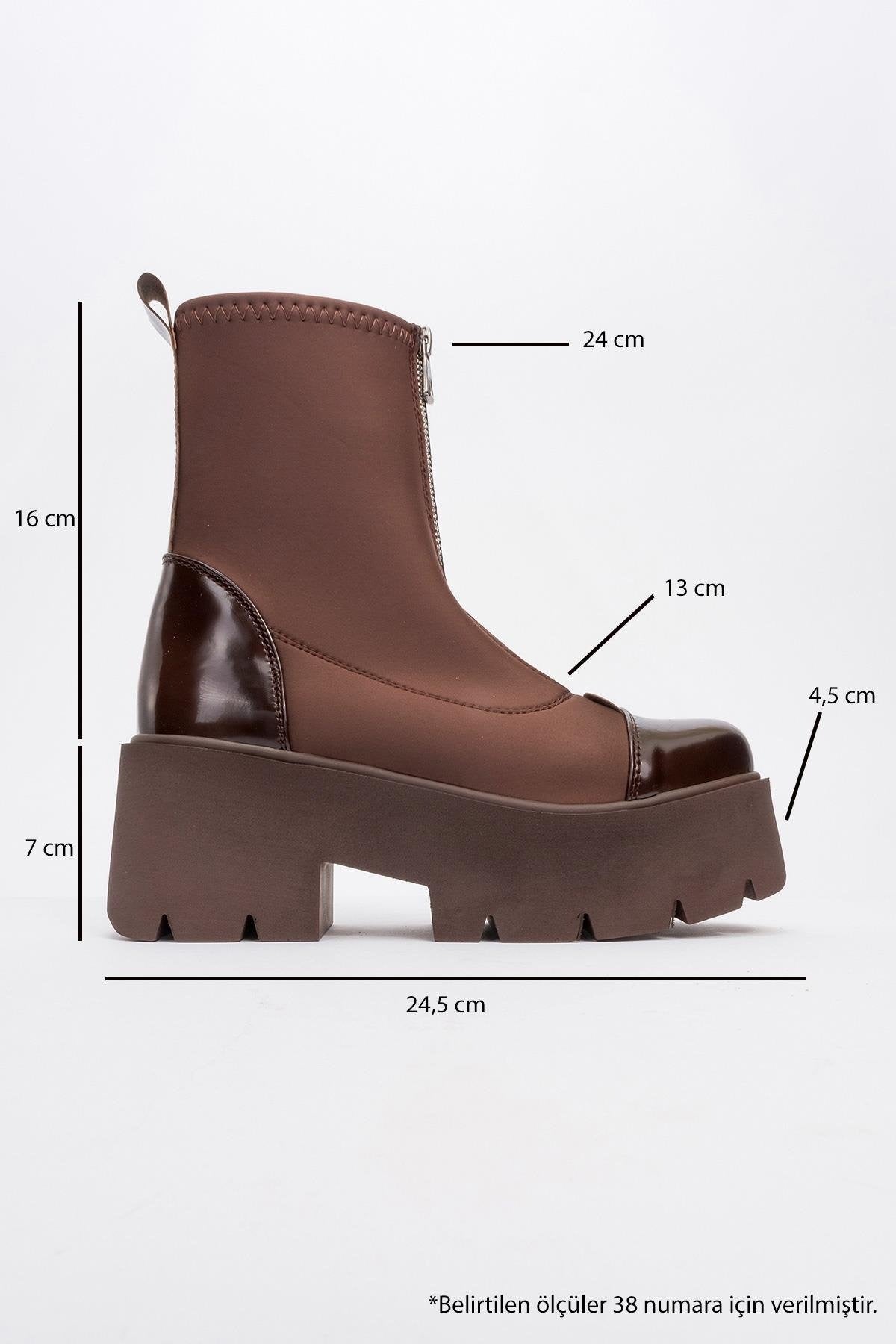 Bray Brown Patent Chunky Boot (Women) by Prologue Shoes - Bare Fashion