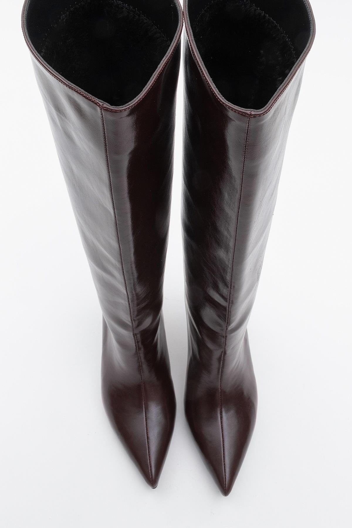 Cassandra Burgundy Cilt High‑Heel Boot (Women) by Prologue Shoes - Bare Fashion