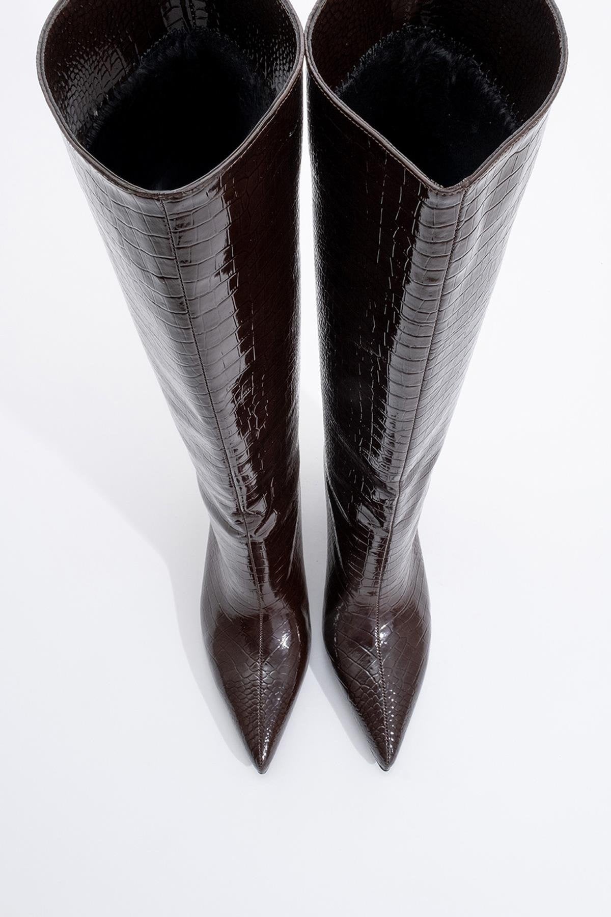 Cassandra Brown Pattern High‑Heel Boot (Women) by Prologue Shoes - Bare Fashion