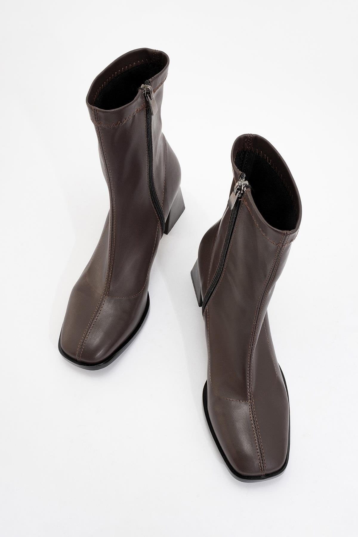 Plesa Dark Brown Chunky Heel Boot (Women) by Prologue Shoes - Bare Fashion