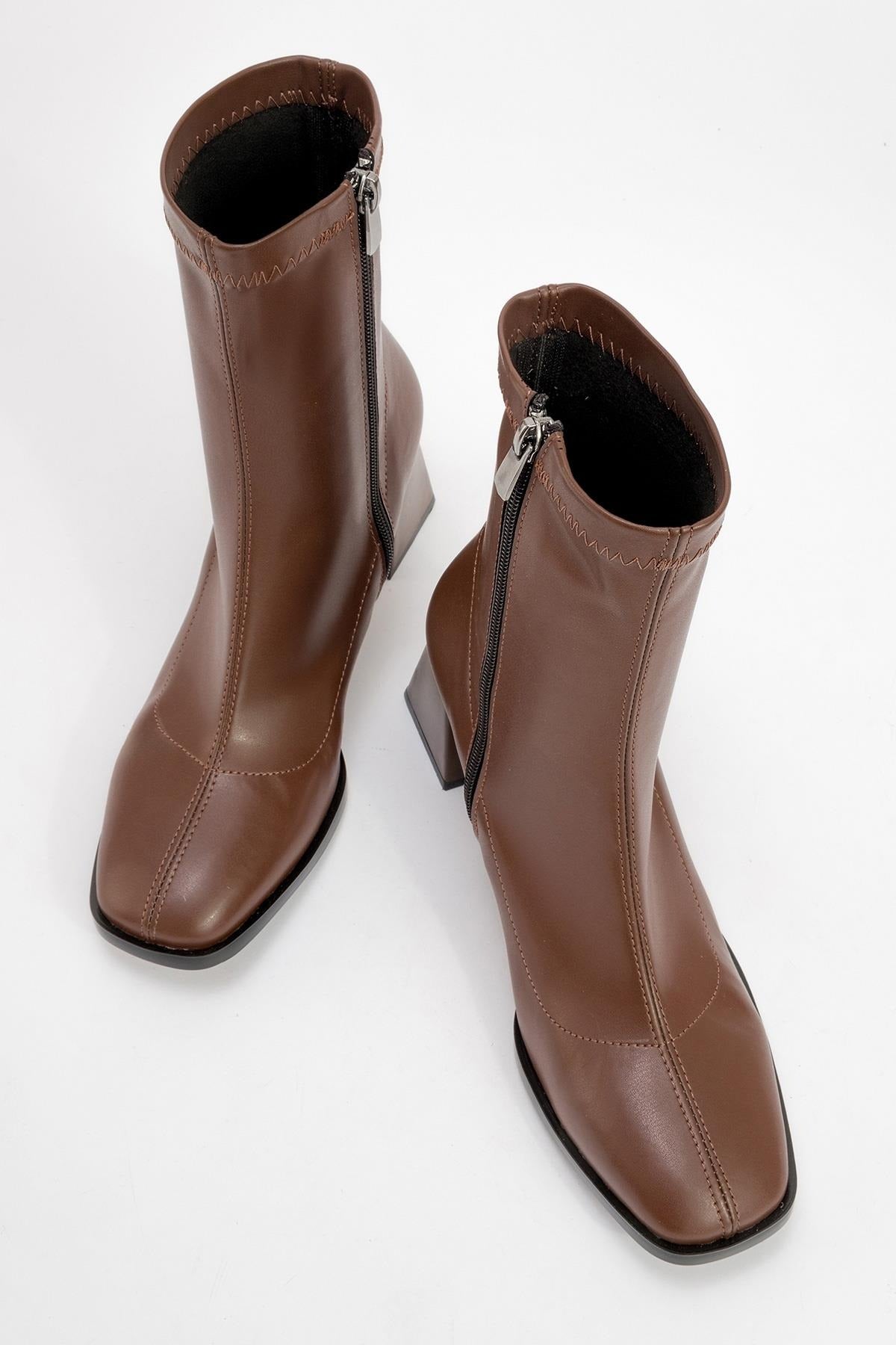 Plesa Brown Chunky Heel Boot (Women) by Prologue Shoes - Bare Fashion