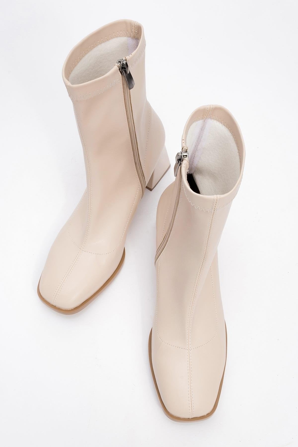 Plesa Beige Chunky Heel Boot (Women) by Prologue Shoes - Bare Fashion