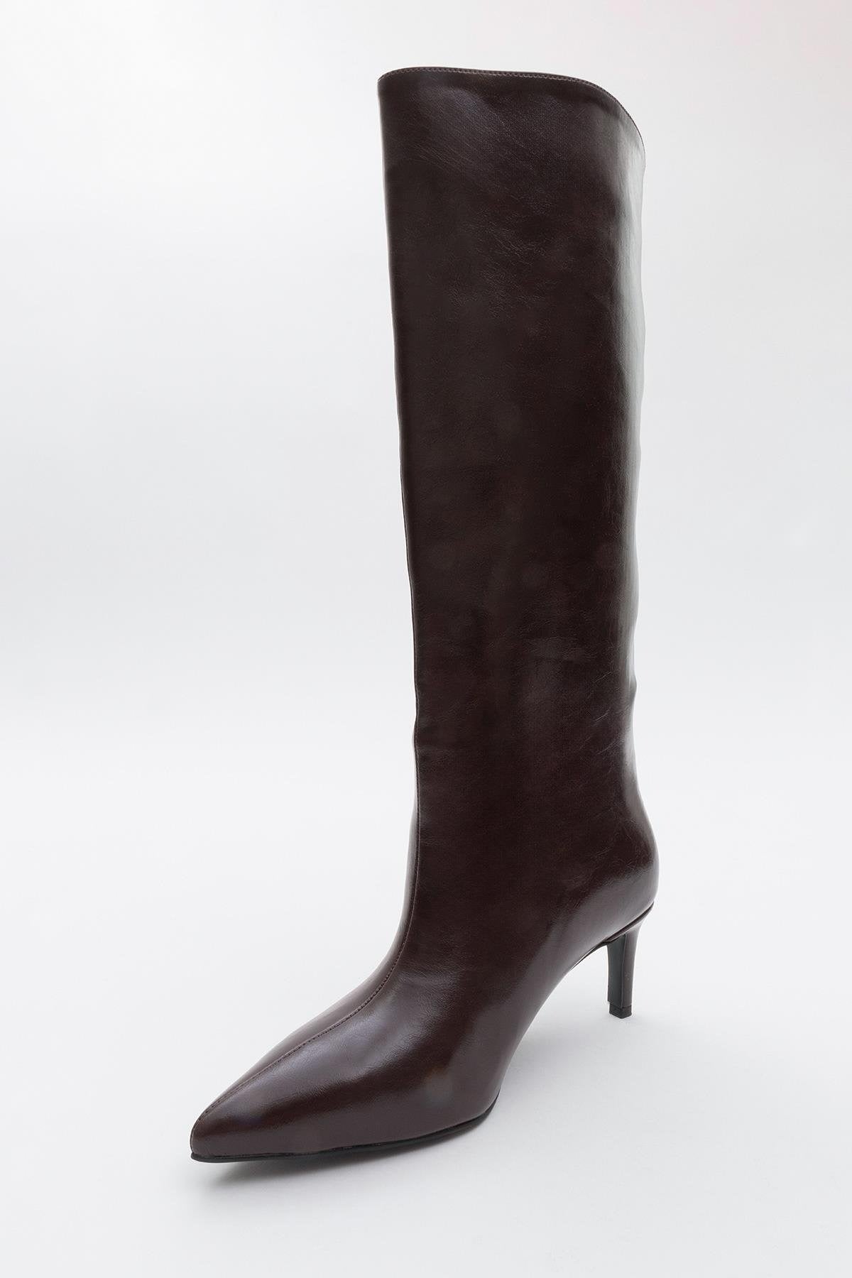 Cassandra Burgundy Cilt High‑Heel Boot (Women) by Prologue Shoes - Bare Fashion
