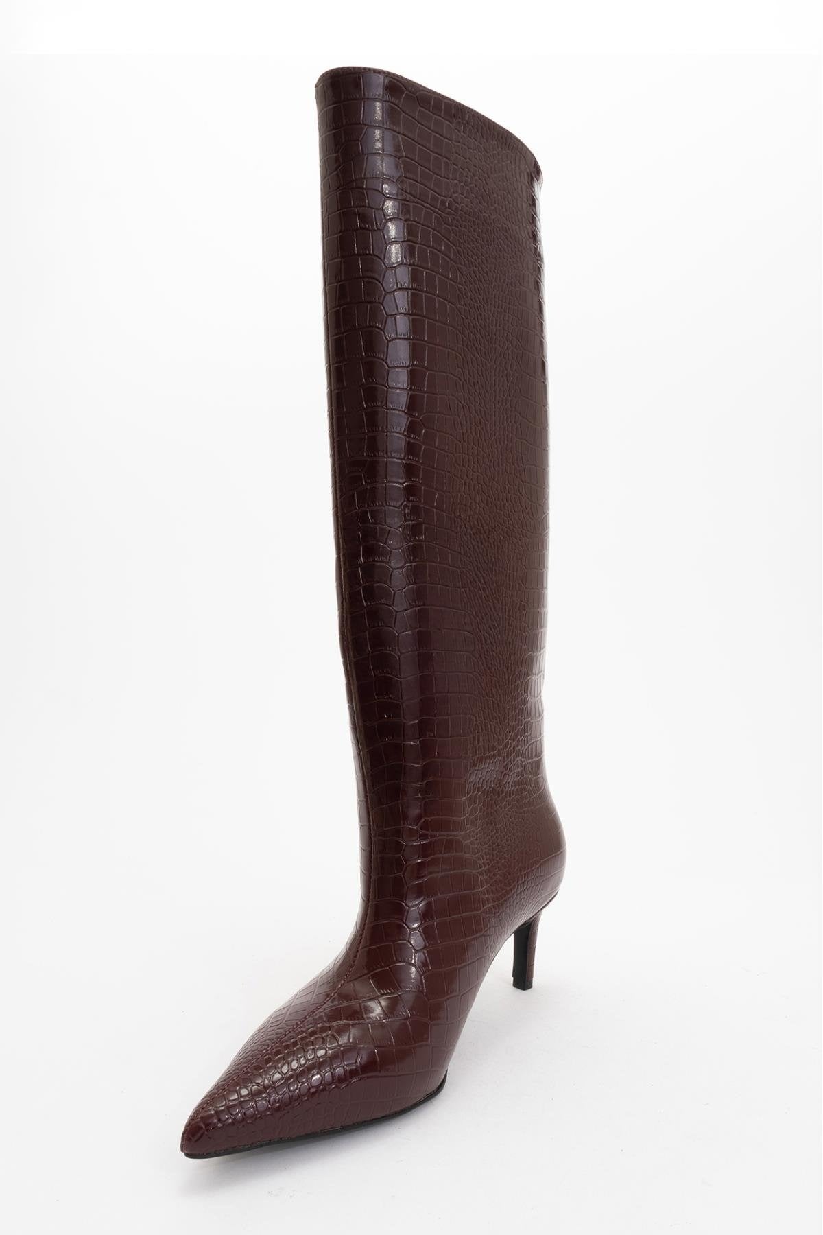 Cassandra Burgundy Pattern High‑Heel Boot (Women) by Prologue Shoes - Bare Fashion