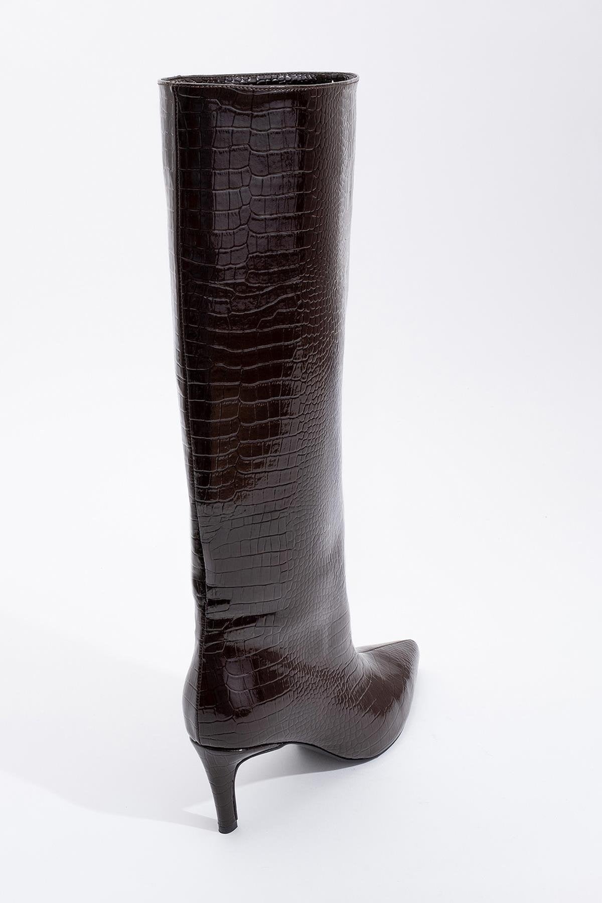 Cassandra Brown Pattern High‑Heel Boot (Women) by Prologue Shoes - Bare Fashion
