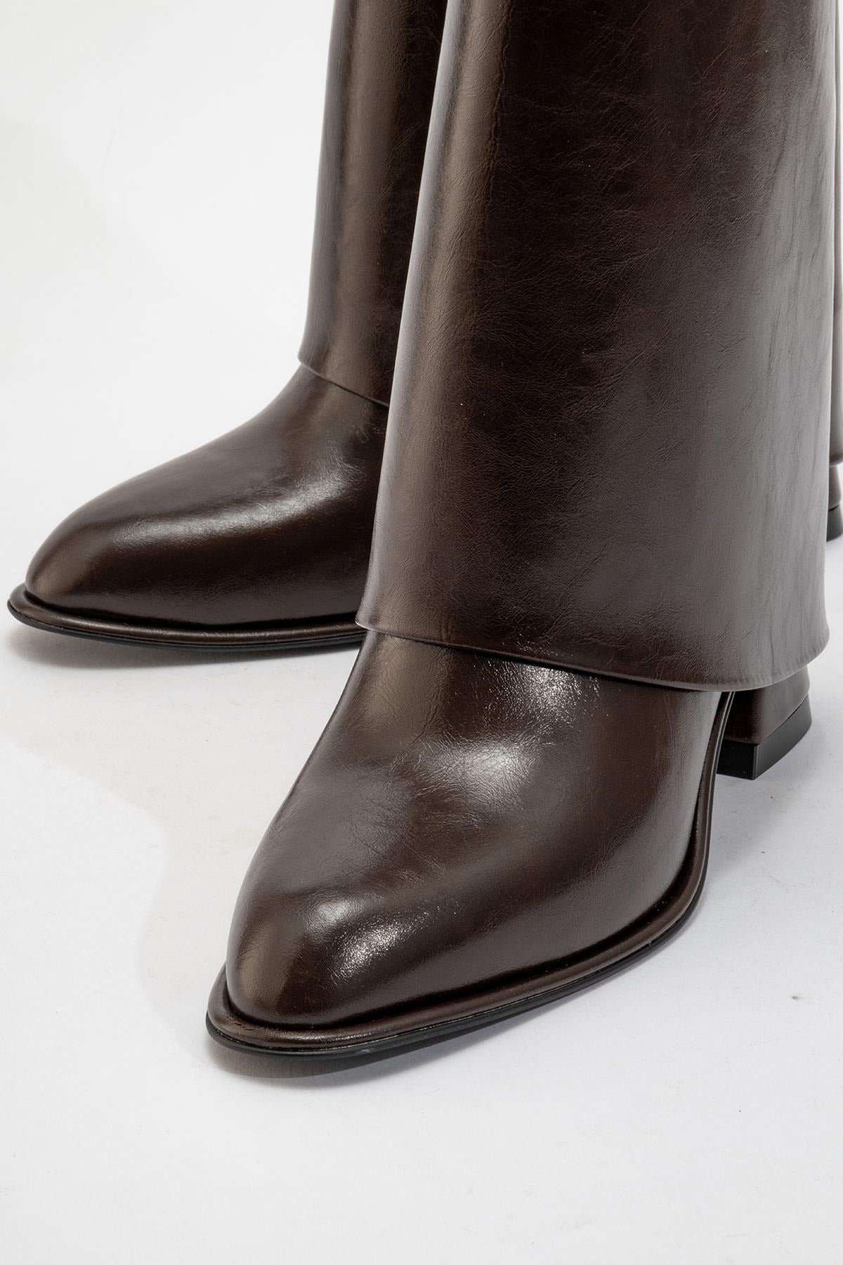 Ellas Brown Chunky Heel Boot (Women) by Prologue Shoes - Bare Fashion